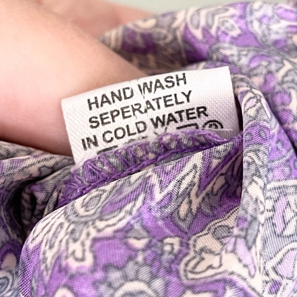 Perry Walker Women's Purple Paisley Silk Ruffled Tiered Sleeve Blouse Size 2 NWT - Picture 11 of 11